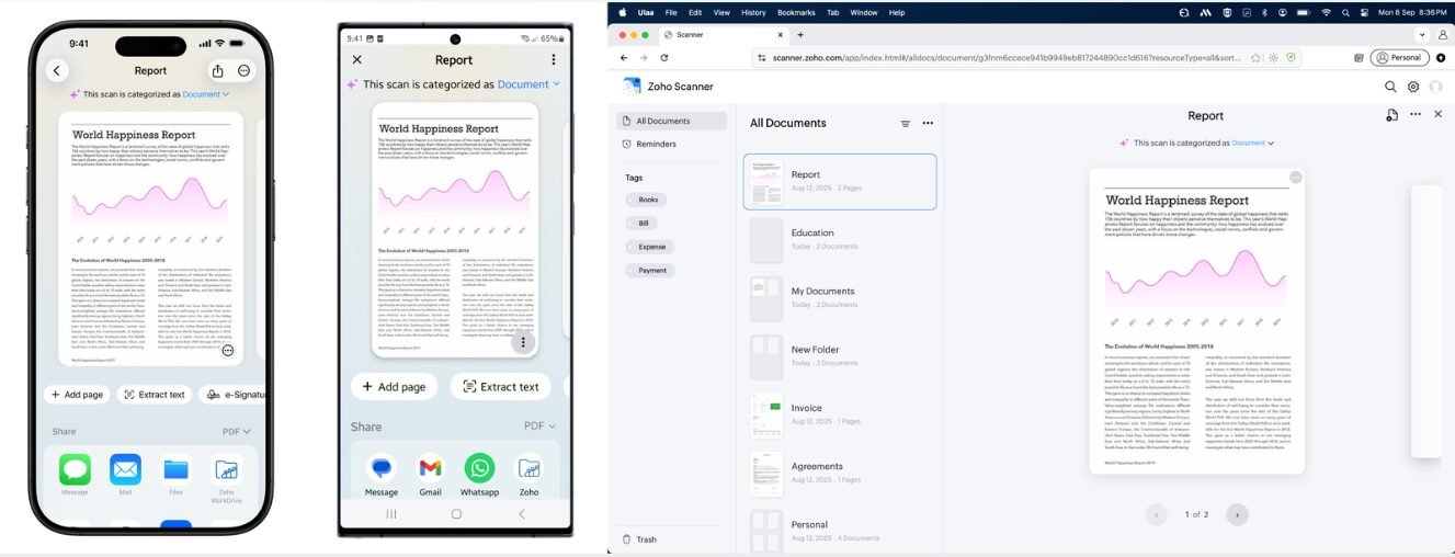 โZoho Scanner Takes Your Documents Digital
